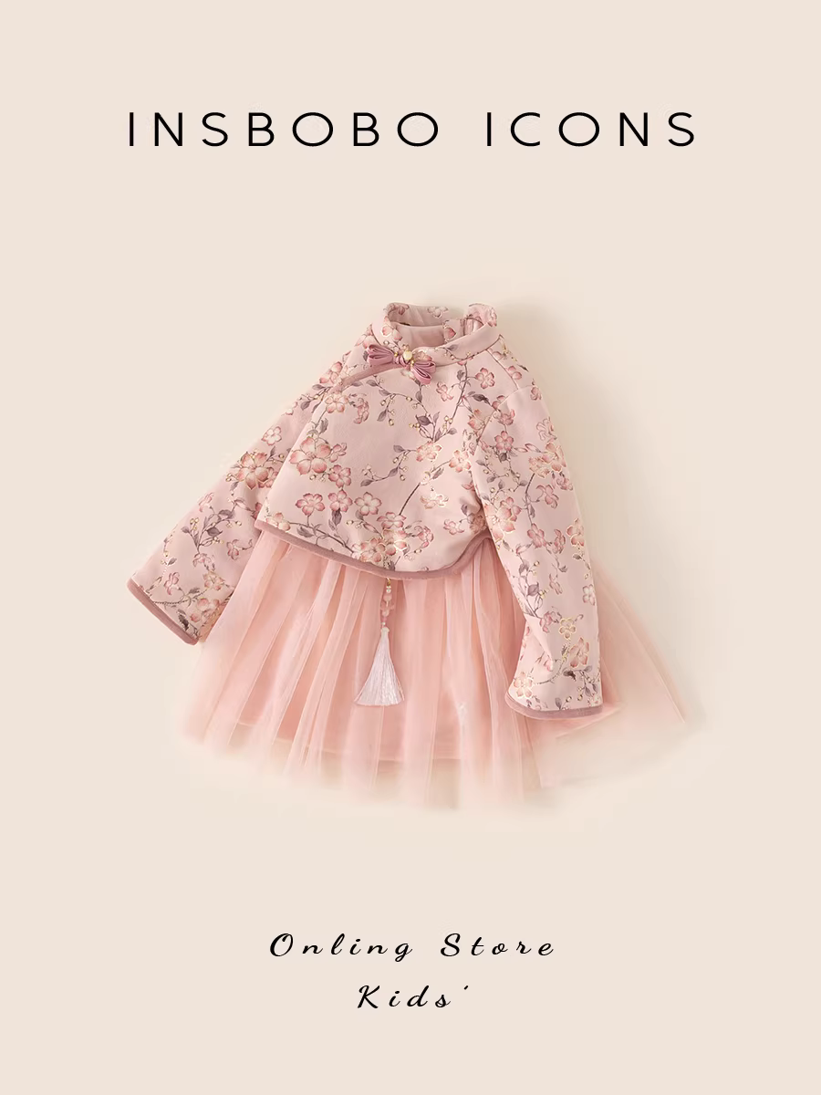 Bộ trang phục Hanfu kiểu Trung Hoa mới cho bé gái, kiểu dáng Đường phục, váy, quần áo mùa thu trẻ em, kiểu mới 2025, trang phục dân tộc cho bé gái mùa đông