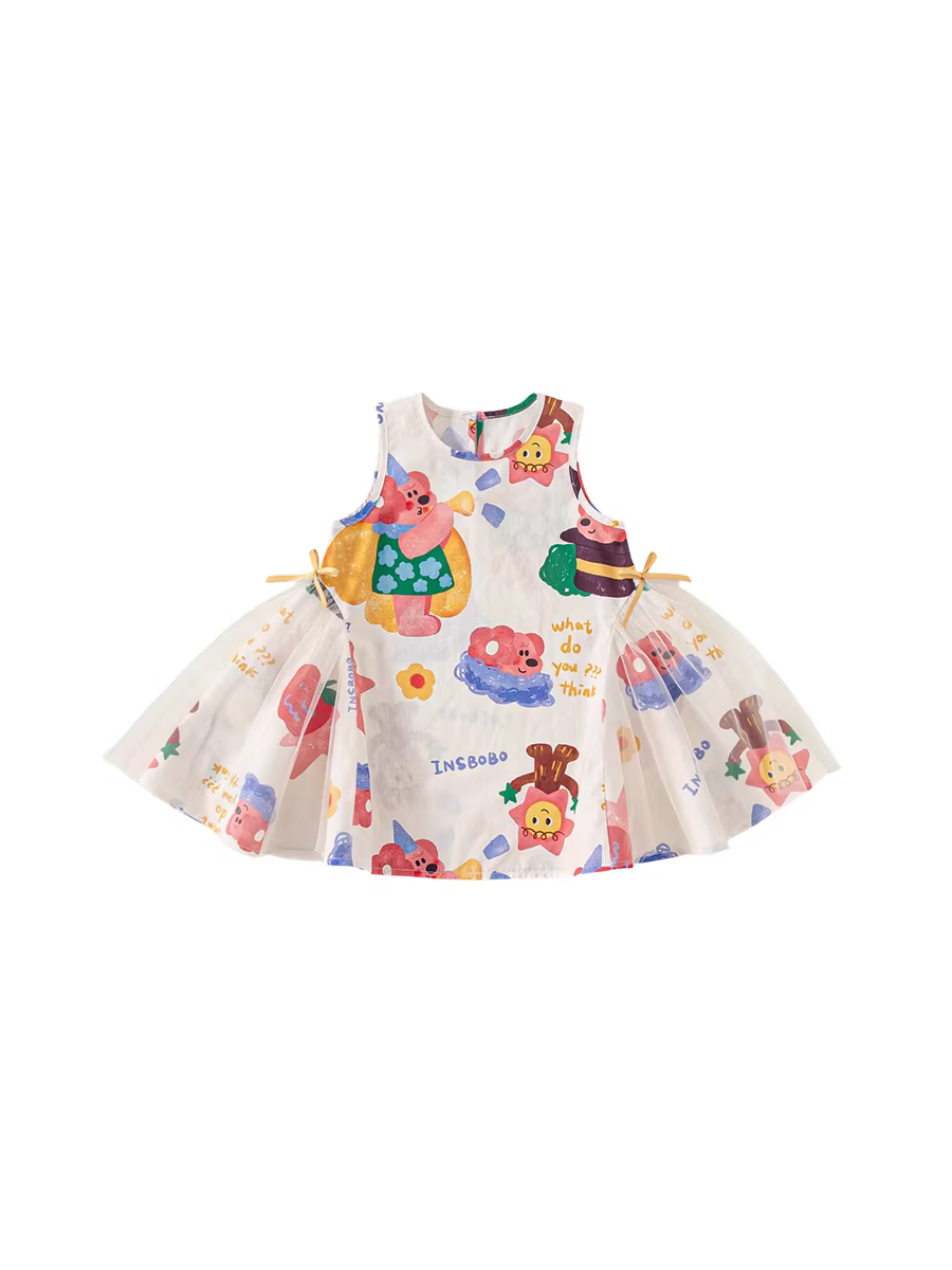 Váy bé gái INSbobo hè 2025 kiểu mới, váy họa tiết graffiti cho bé gái, váy công chúa trẻ em, quần áo mùa hè cho bé