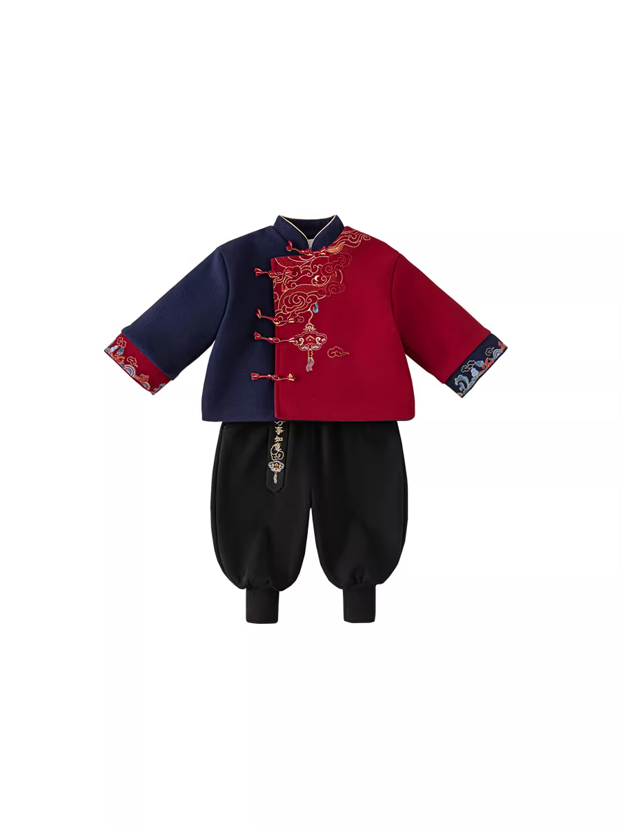 Trang phục lễ nghi Hanfu cho bé trai một tuổi, bộ đồ trẻ em cho bé trai, bộ đồ Tang dày kiểu Trung Quốc mới dành cho trẻ mới biết đi, bộ đồ Tang truyền thống kiểu Trung Quốc dành cho bé trai trong mùa đông.