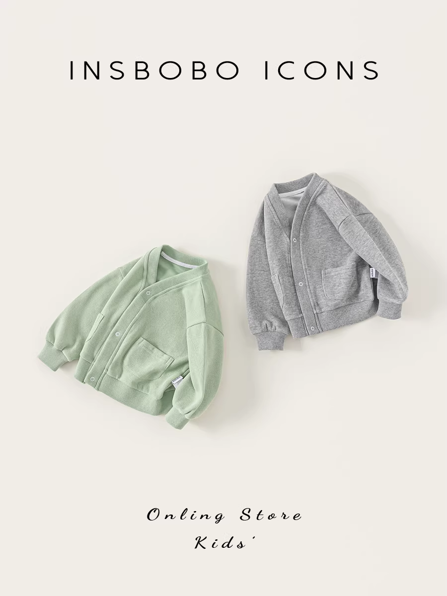Áo khoác trẻ em INSbobo thu đông 2025 kiểu mới, áo cardigan bé trai và bé gái, quần áo trẻ em mùa xuân thu, đa năng