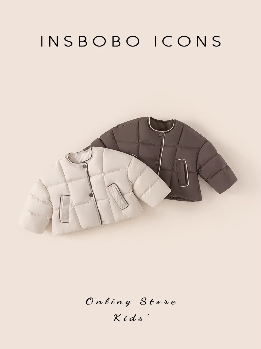 Áo khoác phao trẻ em INSbobo mùa đông bé gái 90% lông vịt trắng áo khoác bé trai chống thấm ba lớp thời trang mùa đông mới 2025