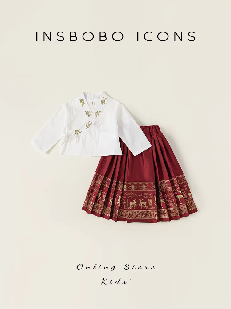 Váy mamian của cô gái Hanfu mùa thu đông trẻ em phong cách Trung Quốc mới váy Tang phù hợp với váy sinh nhật đầu tiên của cô gái váy phù hợp với phong cách dân tộc của cô gái