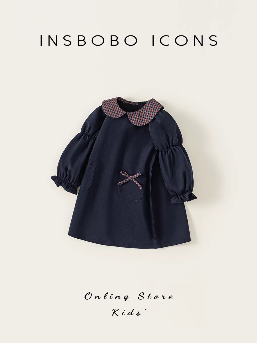 Váy bé gái INSbobo thu đông 2025, váy búp bê bé gái mới, váy trẻ em xuân thu, quần áo trẻ em