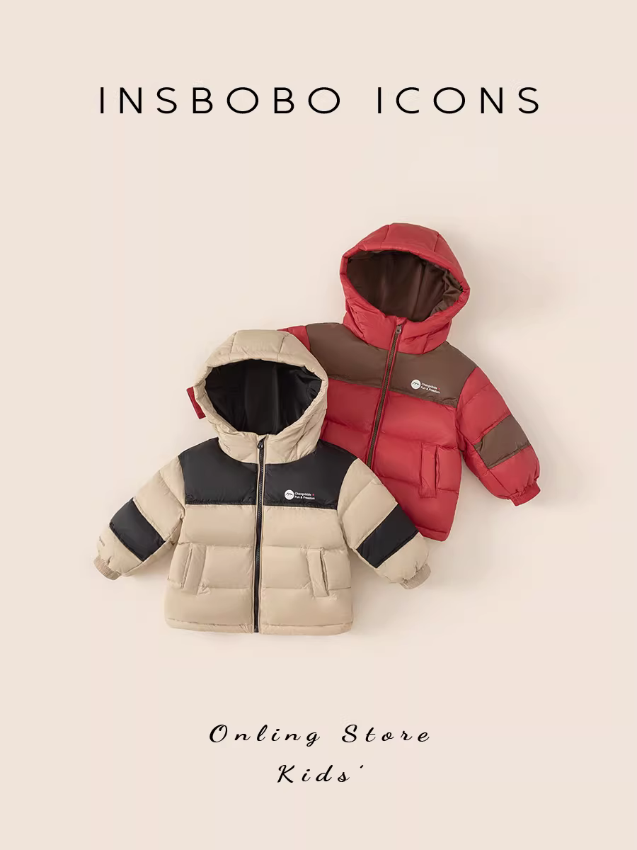 Áo khoác lông vũ trẻ em INSbobo mùa đông kiểu mới dành cho bé trai 90 áo khoác dày lông vịt trắng áo khoác lông vũ mùa đông cho bé gái quần áo mùa đông