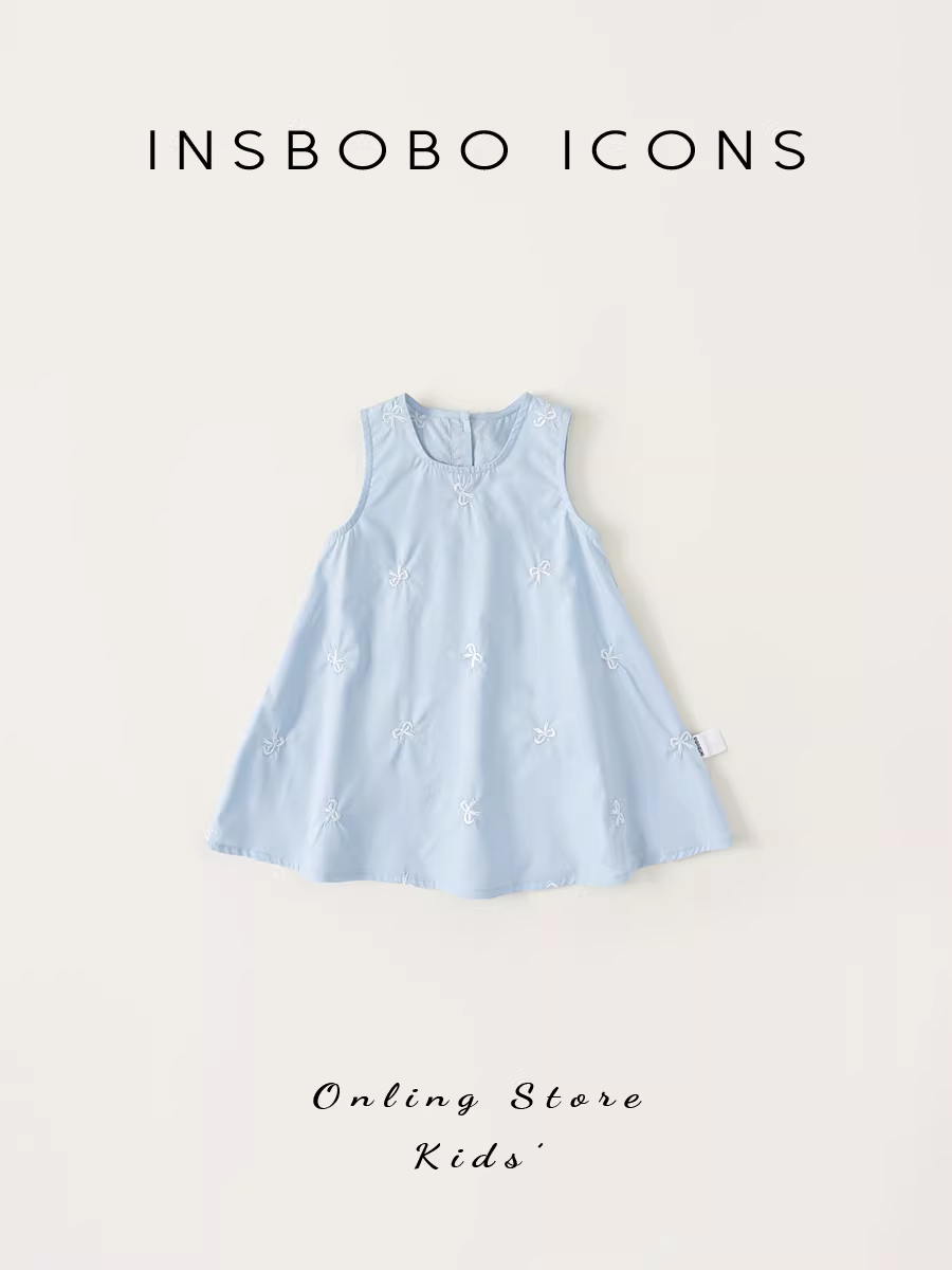 Váy bé gái INSbobo không tay, kiểu mùa hè 2025, váy công chúa bé gái thời trang mùa hè mới