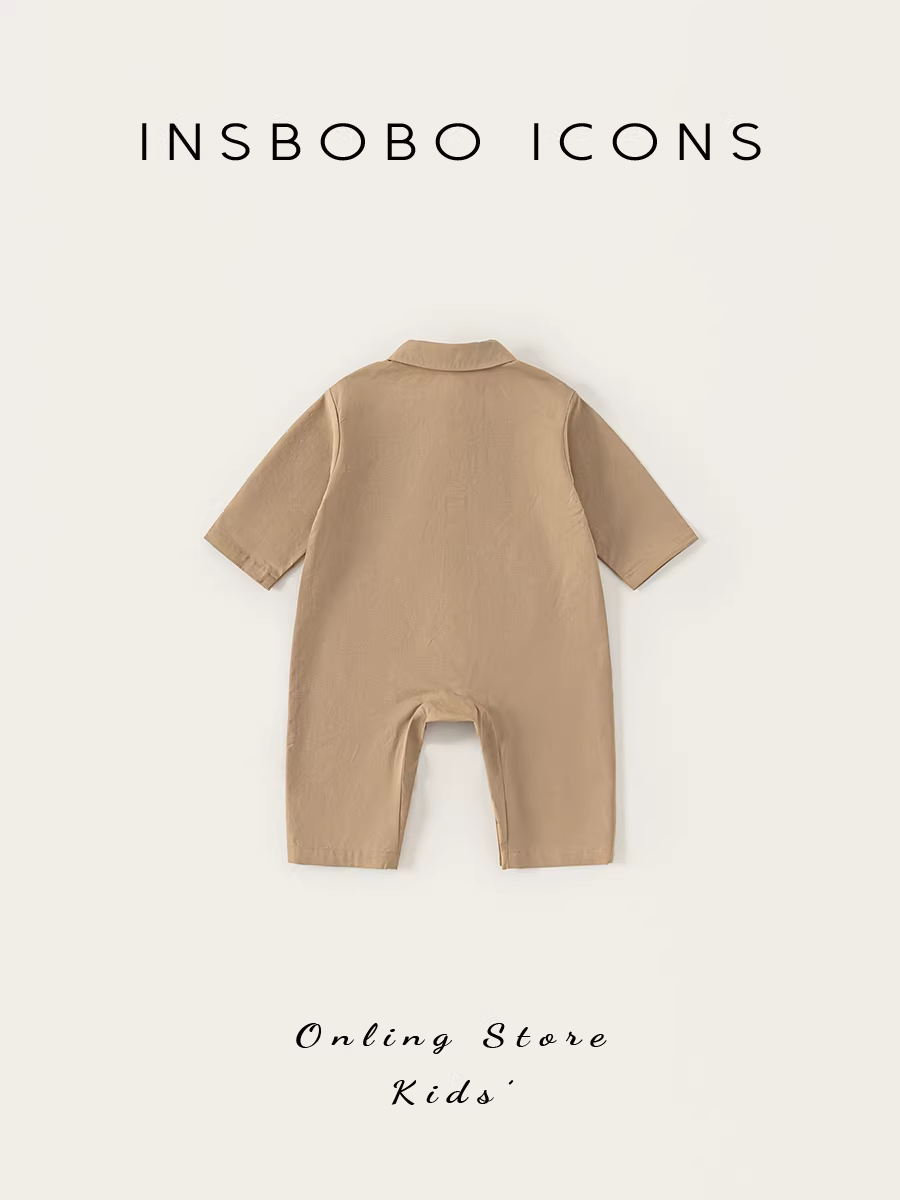 Quần áo trẻ em INSbobo mùa xuân thu, bộ liền thân bé trai kiểu mới mùa thu 2025, bộ đồ bò thời trang