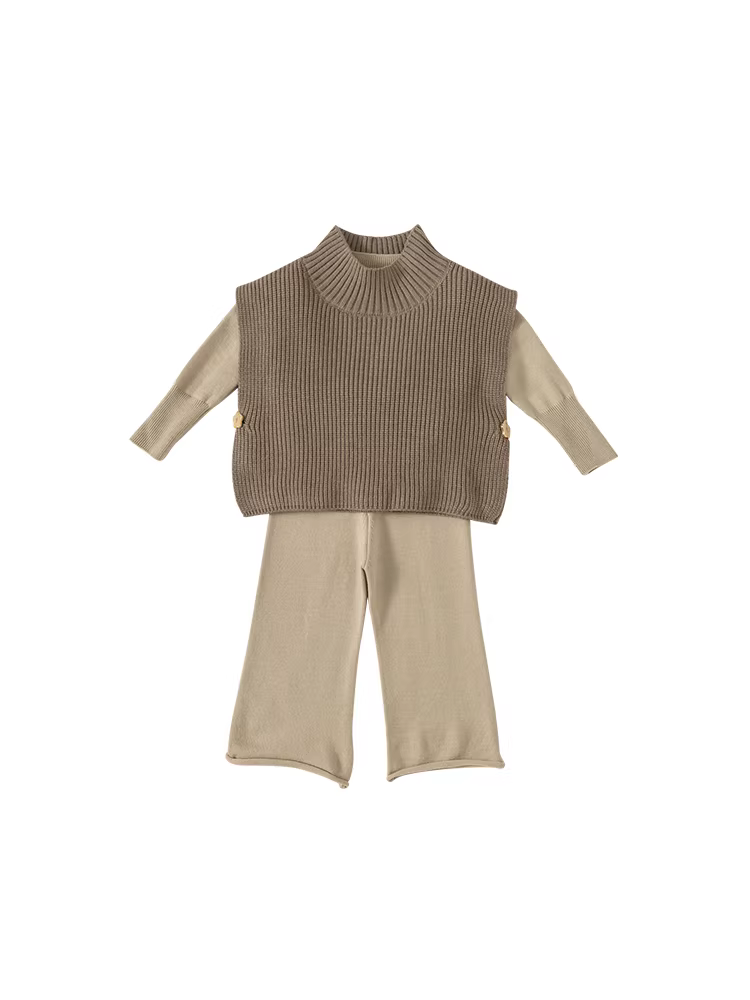 Bộ vest ba món cho bé gái, kiểu mới thu đông 2025, quần áo thời trang cho bé gái, trang phục thu đông