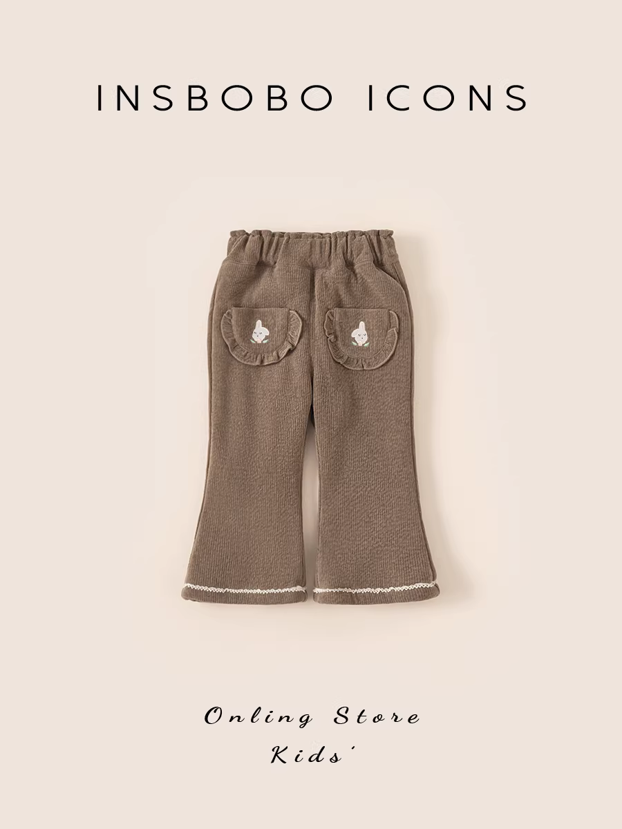 Quần bé gái INSbobo mùa đông 2025 kiểu mới, quần cotton trẻ em, quần may chần bông thời trang, quần trẻ em cá tính