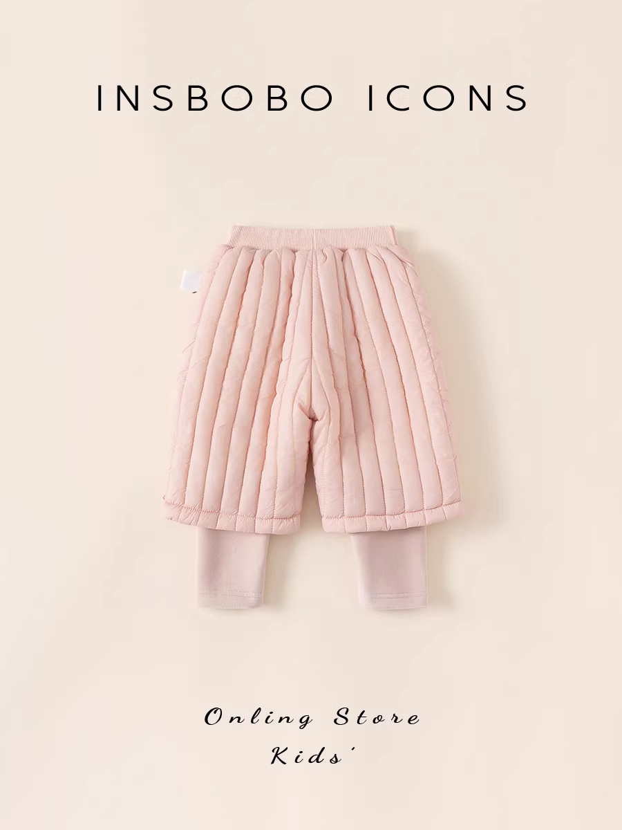 Quần bé gái INSbobo mùa đông 2025, quần áo trẻ em mới, quần cotton dày mùa thu đông, quần dài lót lông cừu cho bé