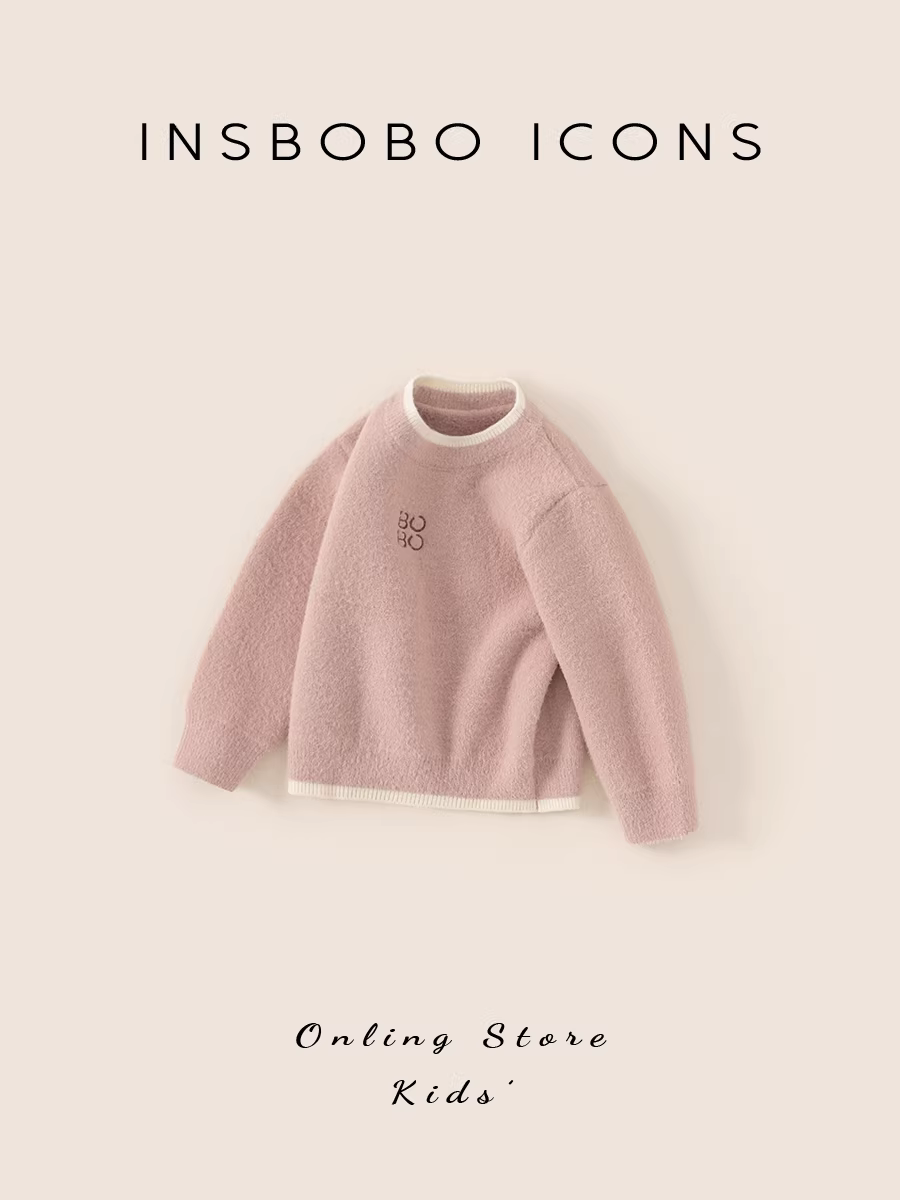 Áo len dệt kim INSbobo cho bé gái, mẫu thu đông 2025, áo bé sơ sinh, quần áo giữ ấm mùa đông trẻ em, kiểu dáng thời trang