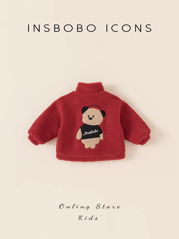 Áo khoác ngoài trẻ em kiểu mới 2025, áo khoác bông bé gái màu đỏ mùa đông, quần áo bông bé trai, quần áo trẻ sơ sinh, áo khoác lót bông, quần áo trẻ em