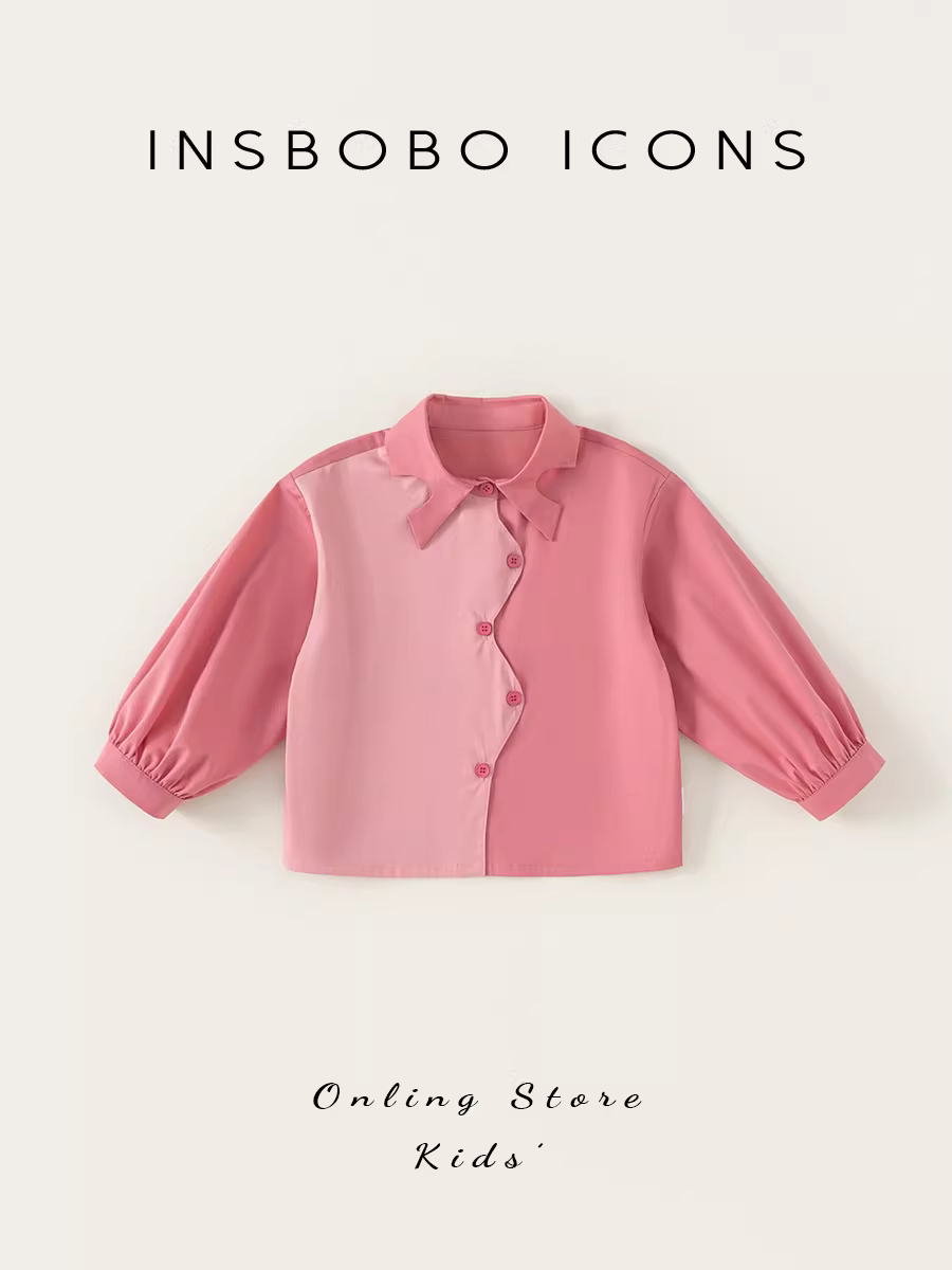 Áo sơ mi bé gái INSbobo quần áo mùa thu 2025 áo sơ mi trẻ em mùa thu mới áo bé gái áo sơ mi dài tay bé trai kiểu thường