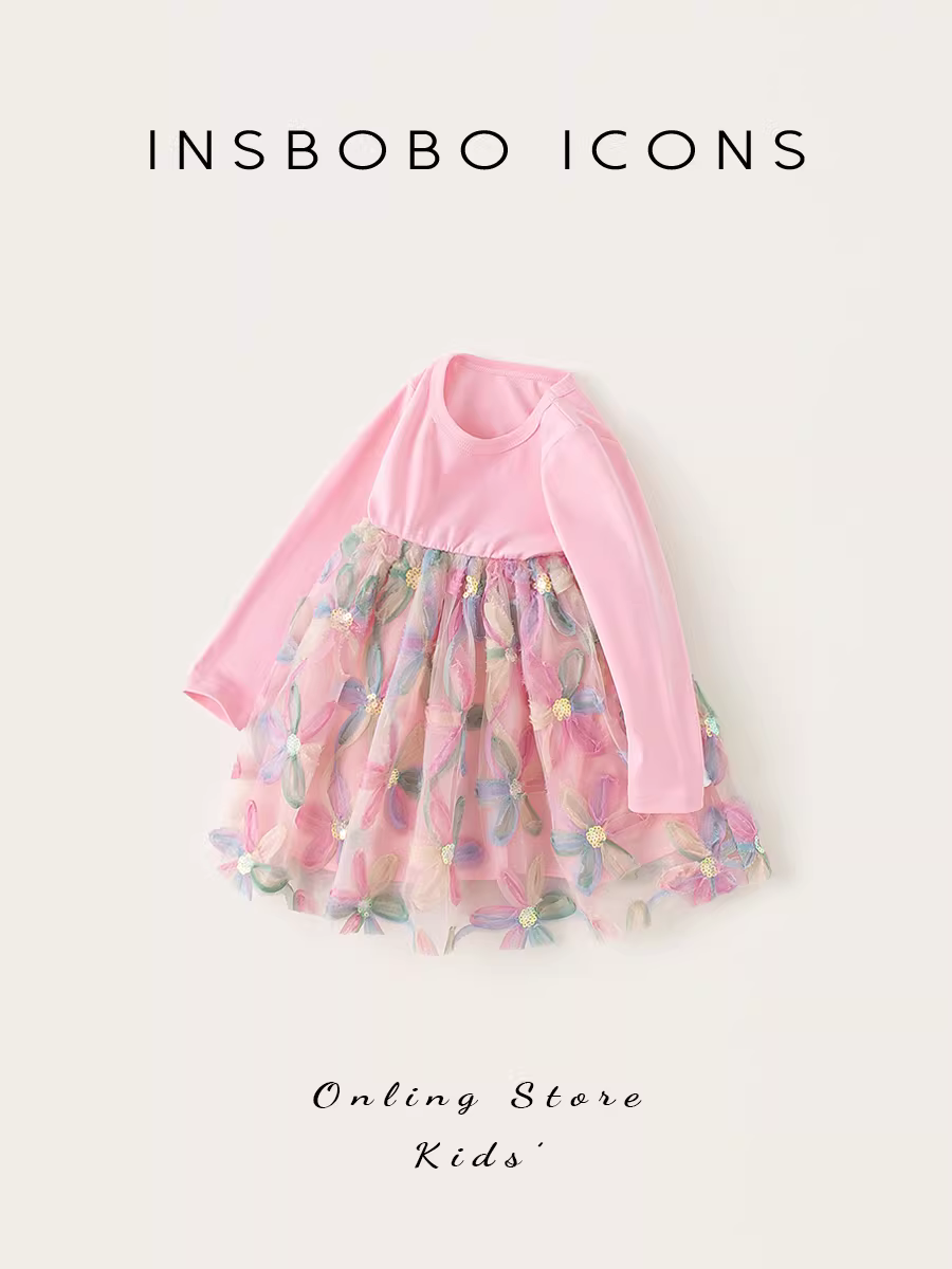 Váy bé gái INSbobo, váy công chúa bé gái, váy dài mùa thu phong cách mới mùa xuân thu, quần áo trẻ em