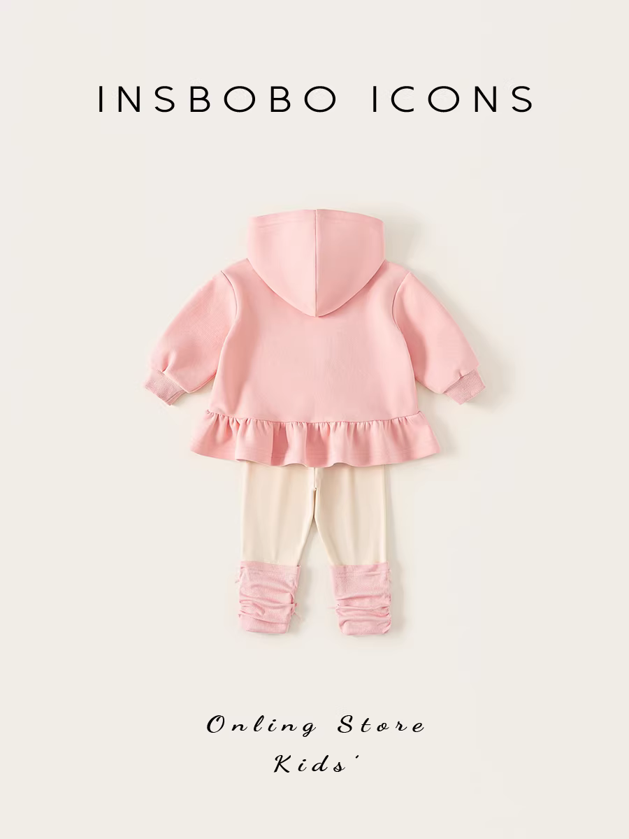 Bộ đồ bé INSbobo thu đông 2025 kiểu mới áo sweatshirt hai mảnh cho bé gái, quần áo trẻ em xuân thu thời trang