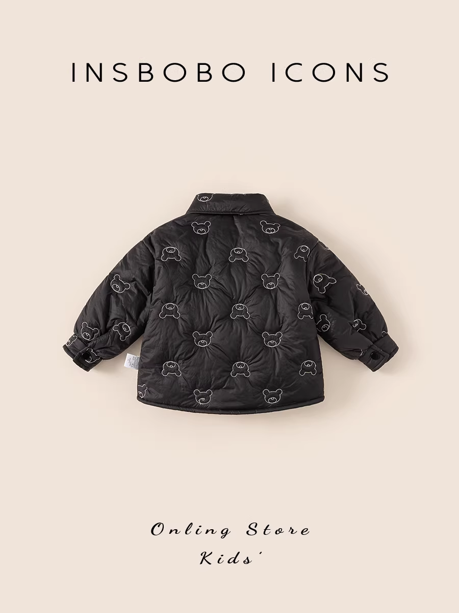 Áo khoác cotton bé trai INSbobo mùa đông 2025, áo khoác cotton giữ ấm trẻ em mới, áo khoác lót bông bé trai, áo khoác ngoài may chần bông, quần áo mùa đông
