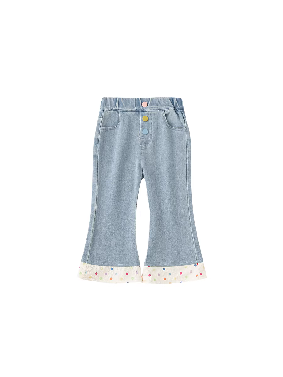 Quần bé gái INSbobo kiểu mới thu 2025, quần bò bé gái, quần loe thời trang xuân thu, quần áo trẻ em