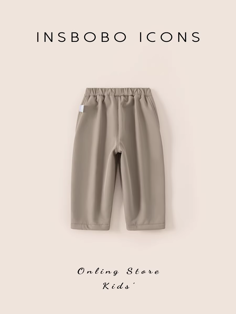 Quần bé trai INSbobo mùa đông 2025 kiểu mới, quần thể thao lót lông giữ ấm dày dặn cho bé trai, thời trang mùa đông