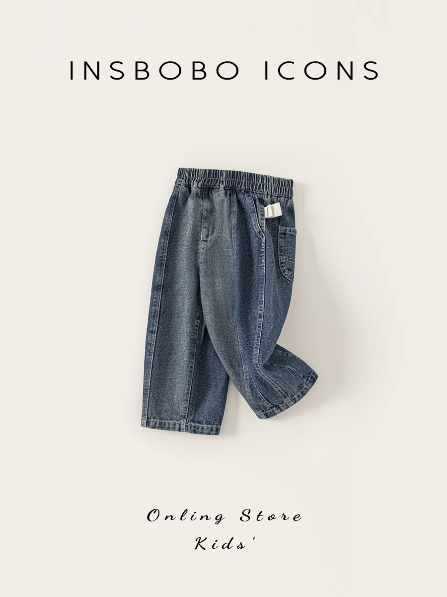 Quần bé trai INSbobo thu đông 2025, quần jean trẻ em mùa xuân thu siêu thời trang, quần dài trẻ em
