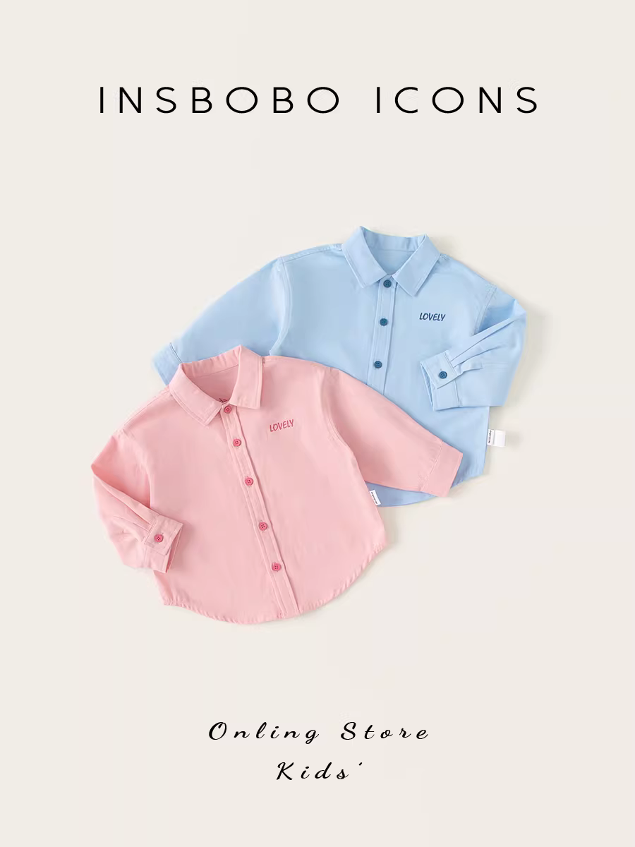 Áo sơ mi bé trai INSbobo, quần áo trẻ em xuân thu 2025, áo bé gái mới mùa xuân, áo khoác bé gái mùa thu
