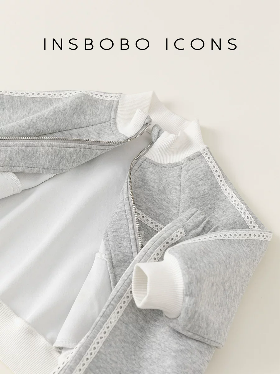 Bộ đồ hai mảnh thời trang INSbobo cho bé gái, mùa xuân thu 2025, trang phục thu mới cho bé, áo dài tay mặc thường ngày