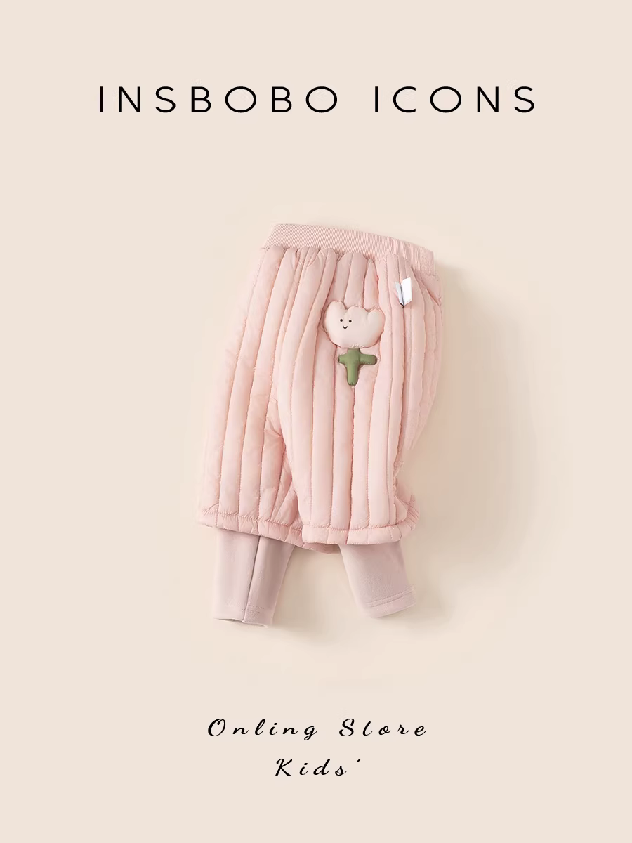 Quần bé gái INSbobo mùa đông 2025, quần áo trẻ em mới, quần cotton dày mùa thu đông, quần dài lót lông cừu cho bé