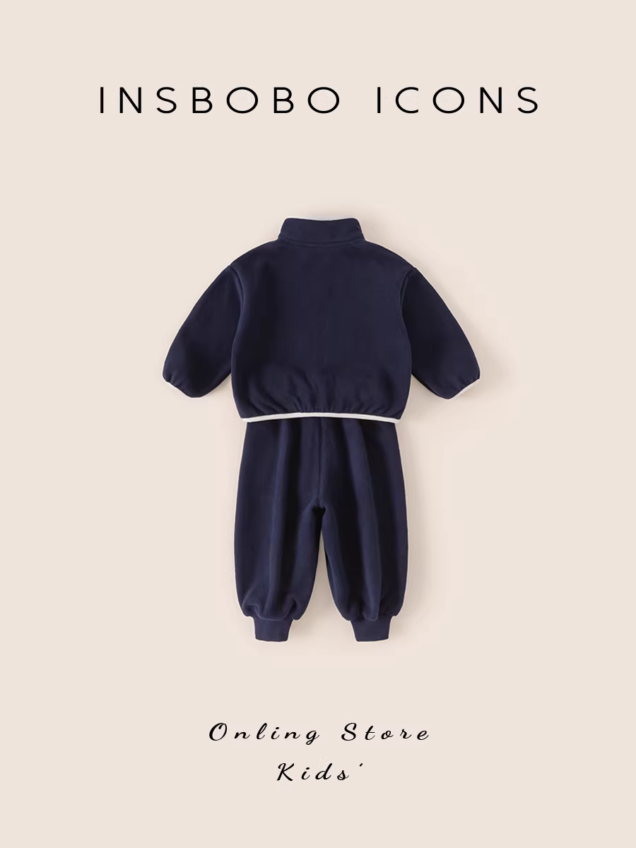 Bộ đồ thể thao bé trai INSbobo thu đông 2025, bộ hai mảnh thời trang trẻ em, trang phục thu sớm hợp xu hướng