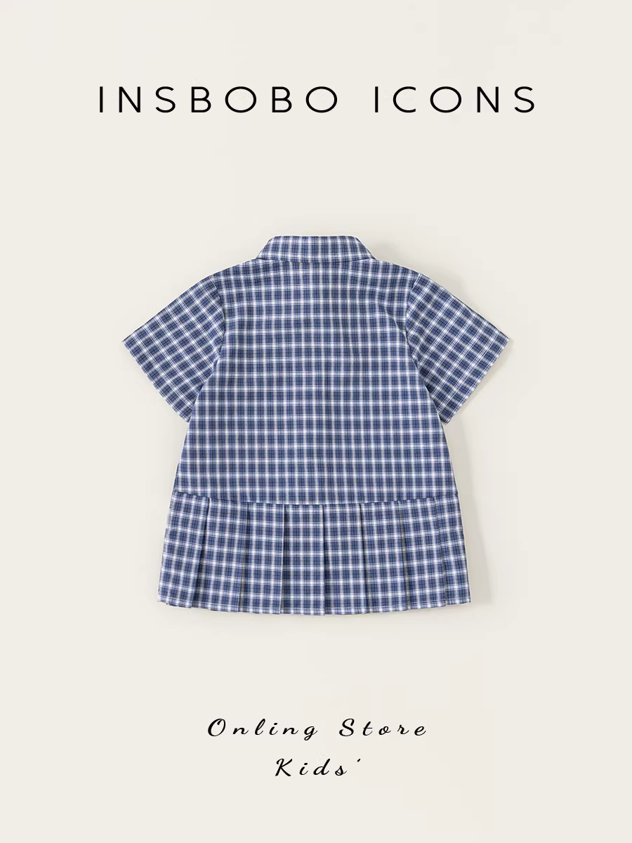 [Vòng tròn Gấu Teddy] Váy bé gái INSbobo mùa hè 2025 Váy trẻ em mới Váy kẻ caro cho bé
