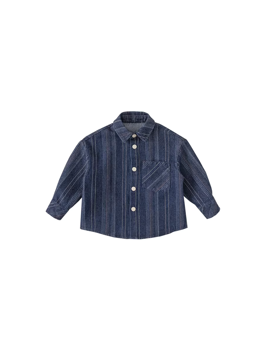 Áo sơ mi bé trai INSbobo, áo blouse bé trai, áo denim trẻ em thu đông 2025, quần áo trẻ em xuân thu