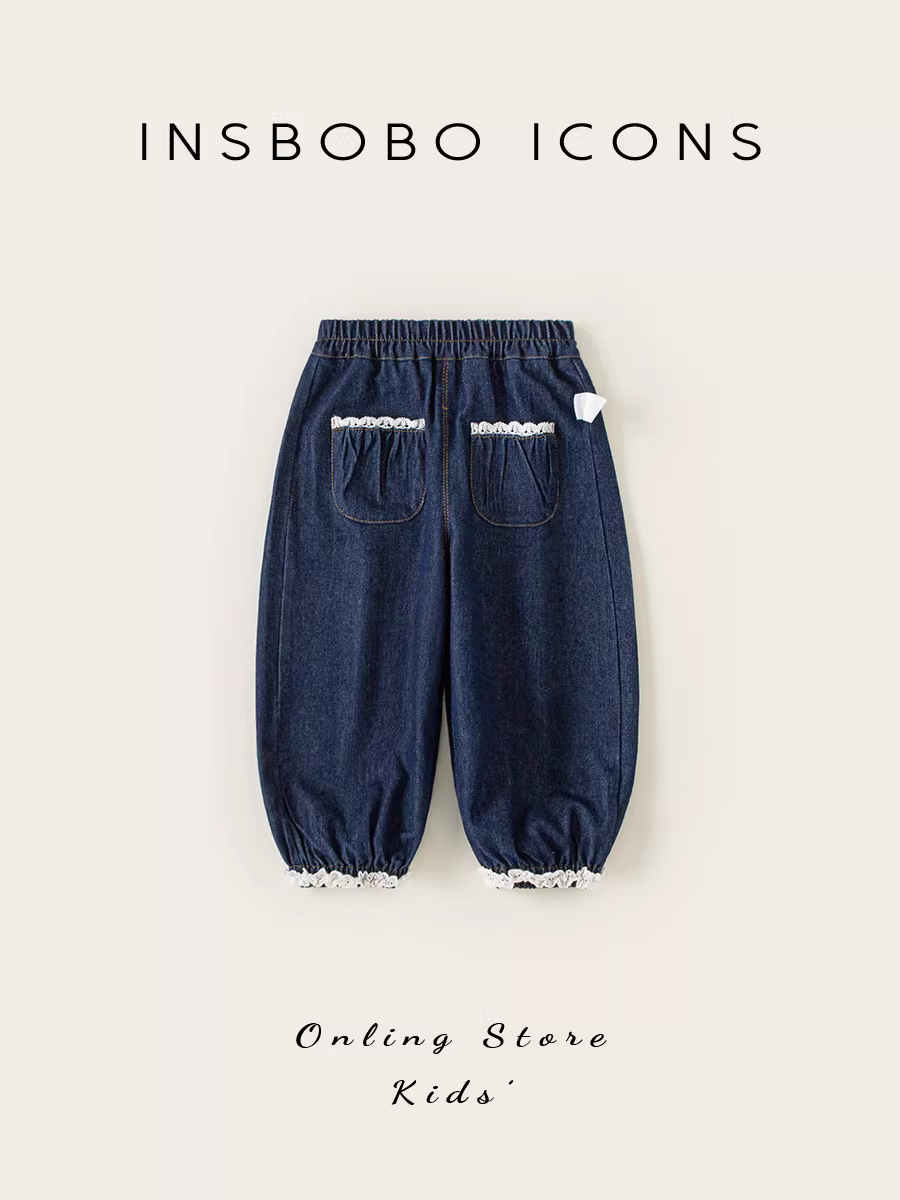 Quần bé gái lót lông cừu, quần jean 2025, quần áo trẻ em mới, tích hợp lông cừu dày dặn, quần áo thu đông trẻ em, quần dài bé gái