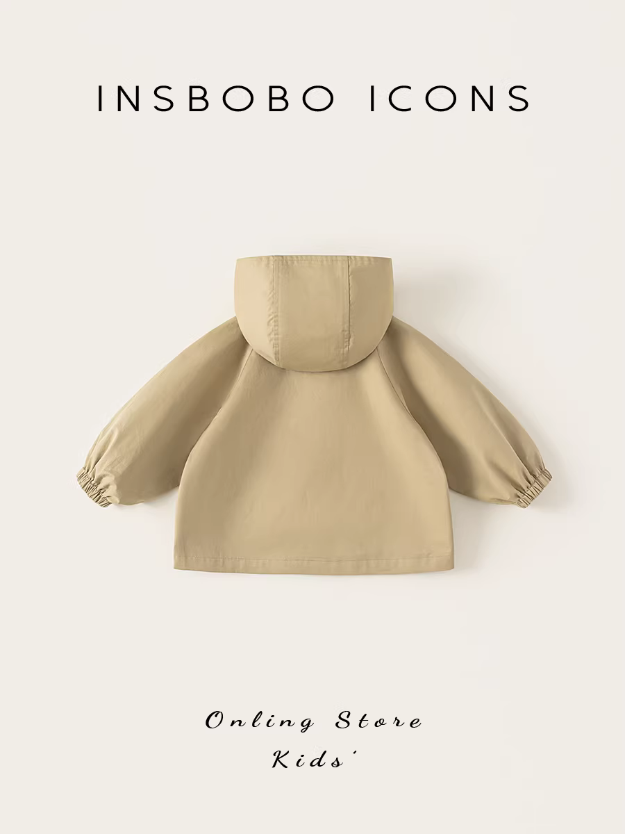 Áo khoác bé gái INSbobo thu đông 2025 kiểu mới, áo khoác măng tô bé gái, quần áo mùa thu, áo có mũ trẻ em, quần áo trẻ em xuân thu