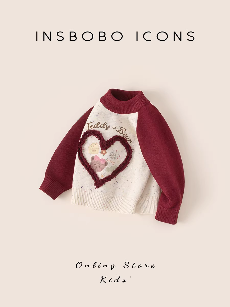 Áo len bé gái INSbobo mùa đông 2025, áo len trẻ em mới, áo len bé gái, quần áo mùa đông, Giáng sinh