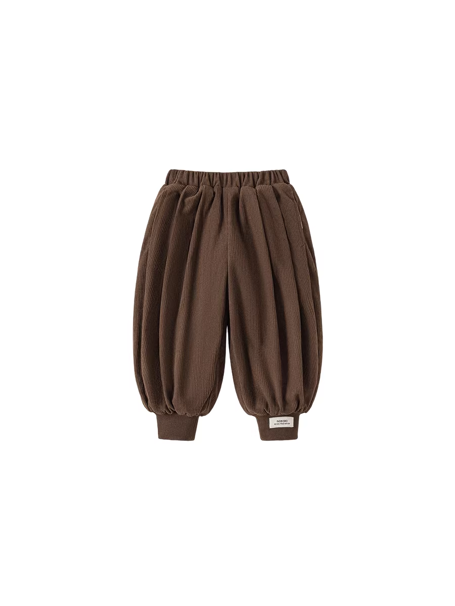 Quần bé trai INSbobo thu đông 2025, quần trẻ em thường ngày, quần jogger bé mùa đông lót lông giữ ấm