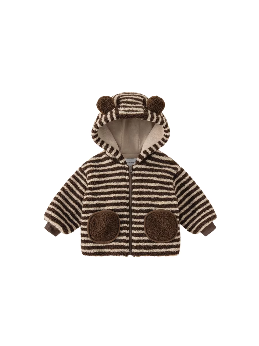 Áo khoác bé trai INSbobo mùa đông 2025, quần áo trẻ em mới, áo lót lông cừu bé gái, thời trang thu đông