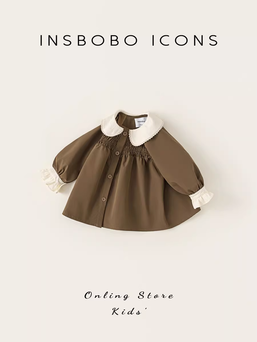 Váy bé gái INSbobo thu đông 2025 kiểu mới, áo khoác dài thời trang trẻ em