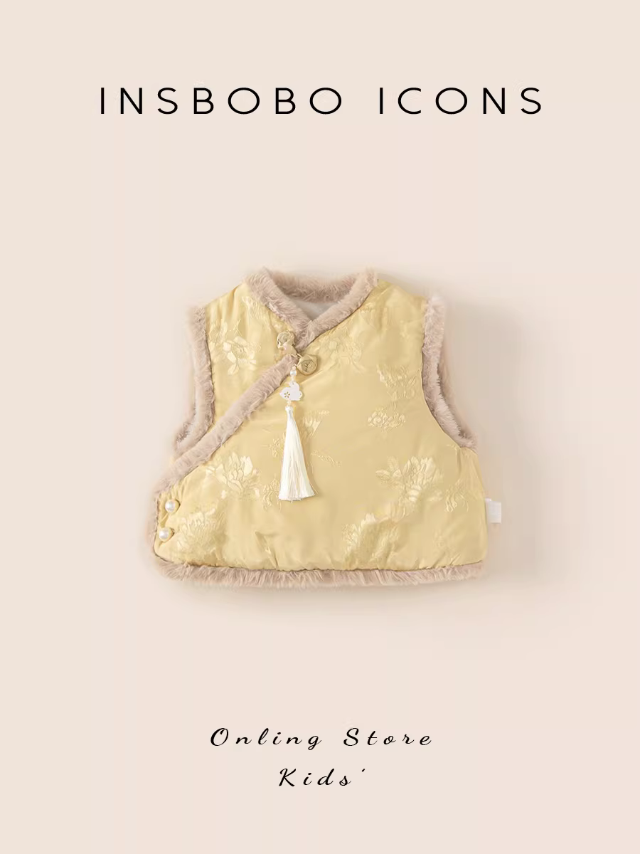 Áo vest Hanfu dành cho trẻ em dành cho bé gái, áo vest kiểu Trung Hoa, phong cách truyền thống Trung Hoa, trang phục trang trọng của bé gái một tuổi, bộ đồ Tang của bé gái, quần áo mùa đông dày dặn, phong cách cổ xưa.