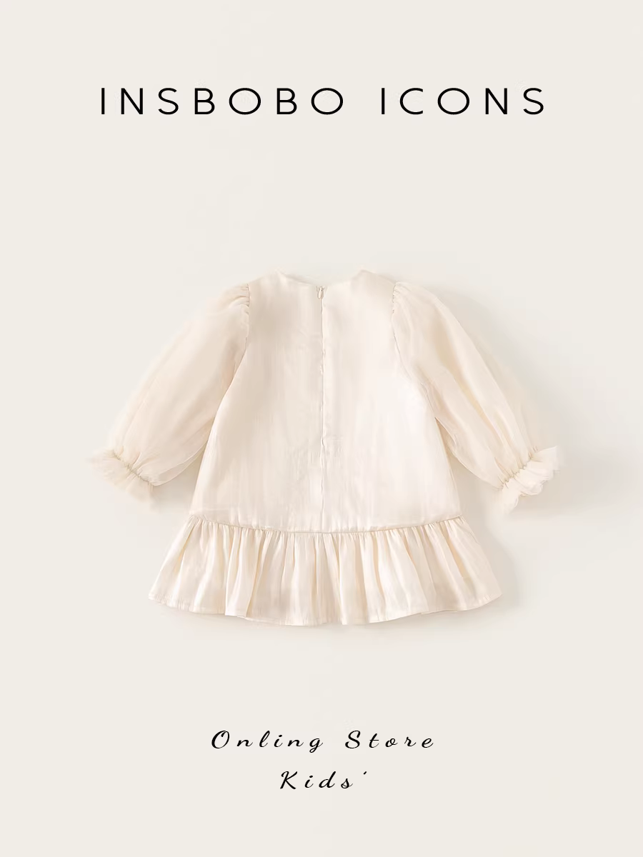 Váy bé gái INSbobo thu đông 2025 kiểu dáng thời trang, váy dài công chúa cho bé, váy trẻ em