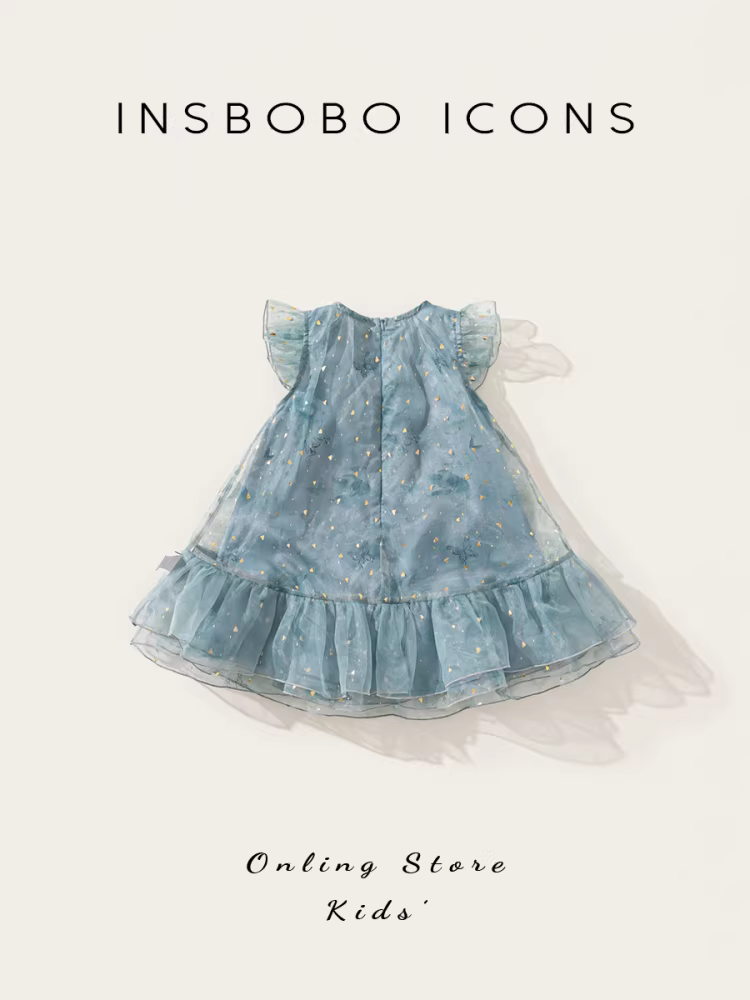 INSbobo váy bé gái mùa hè kiểu dáng mỏng váy bé gái một tuổi váy công chúa trẻ em váy lưới mùa hè