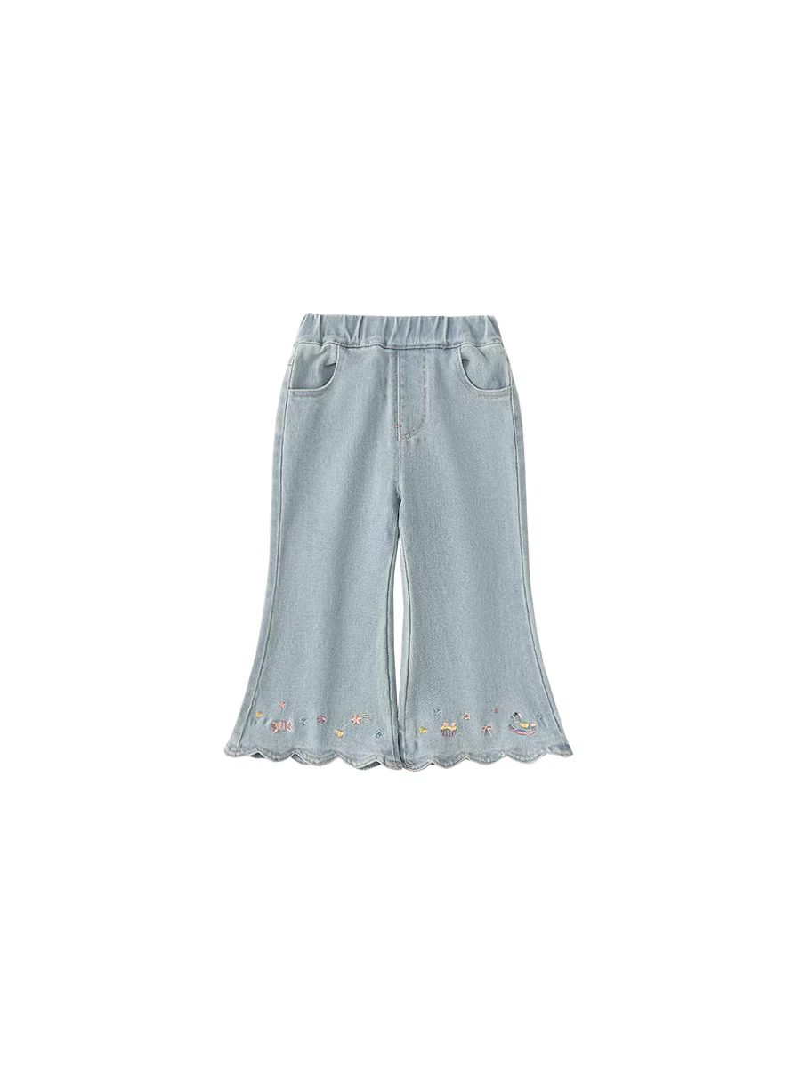 Quần bé gái INSbobo thu đông 2025 kiểu mới quần bò bé gái quần loe trẻ em quần dài