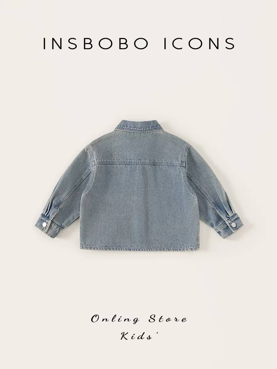 Áo khoác bé trai INSbobo thu đông 2025 kiểu mới áo denim bé trai quần áo trẻ em bé sơ sinh mùa xuân thu quần áo trẻ em