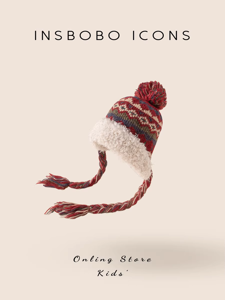 Mũ len bé gái INSbobo mùa đông 2025, mũ len trẻ em mới, mũ giữ ấm mùa thu đông cho bé sơ sinh