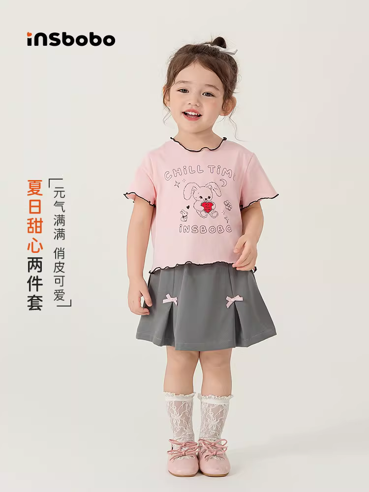 Bộ đồ mùa hè cho bé gái INSbobo, bộ váy hai mảnh cho bé gái, quần áo trẻ em, quần áo mùa hè cho bé, nhẹ và thoáng khí