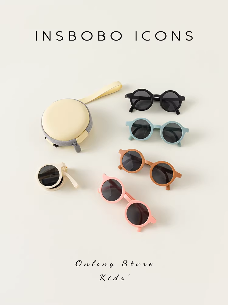 Kính râm trẻ em INSbobo, kính che nắng thời trang có thể gập lại cho bé, kính chống nắng phong cách Hàn Quốc cho bé trai, bé gái