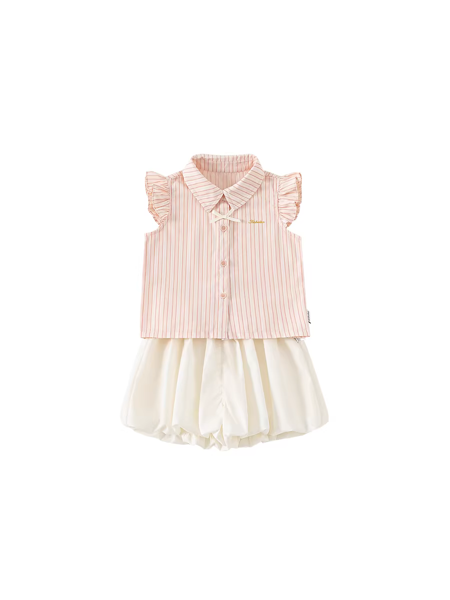 Bộ quần áo hè INSbobo cho bé gái 2025, áo sơ mi hai mảnh mới, bộ đồ trẻ em, quần áo mùa hè cho bé