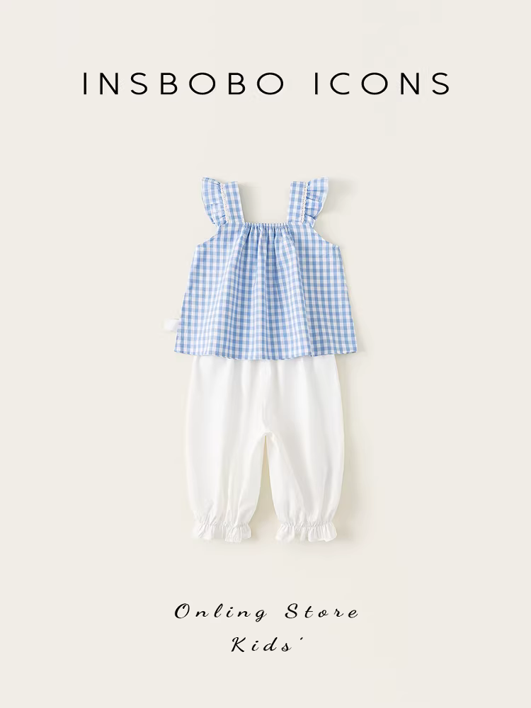 Bộ đồ bé gái INSbobo hè 2025 kiểu mới, trang phục hè hai mảnh thời trang cho bé, quần áo trẻ em thường ngày