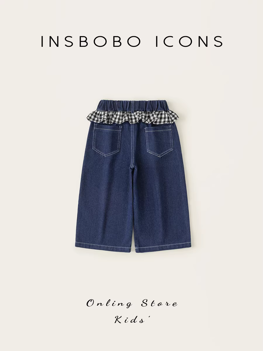 Quần bé gái INSbobo thu đông 2025 kiểu mới quần jean bé gái quần ống đứng trẻ em thời trang