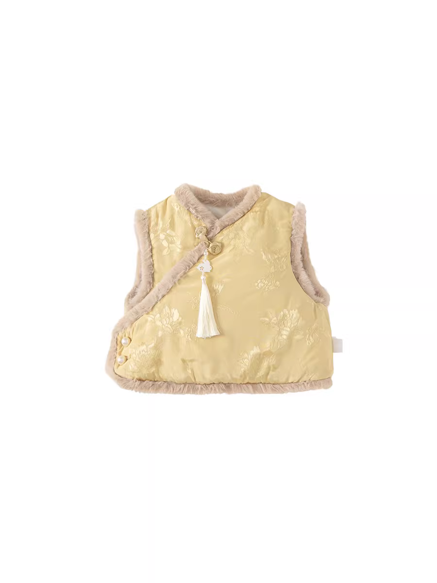 Áo vest Hanfu dành cho trẻ em dành cho bé gái, áo vest kiểu Trung Hoa, phong cách truyền thống Trung Hoa, trang phục trang trọng của bé gái một tuổi, bộ đồ Tang của bé gái, quần áo mùa đông dày dặn, phong cách cổ xưa.