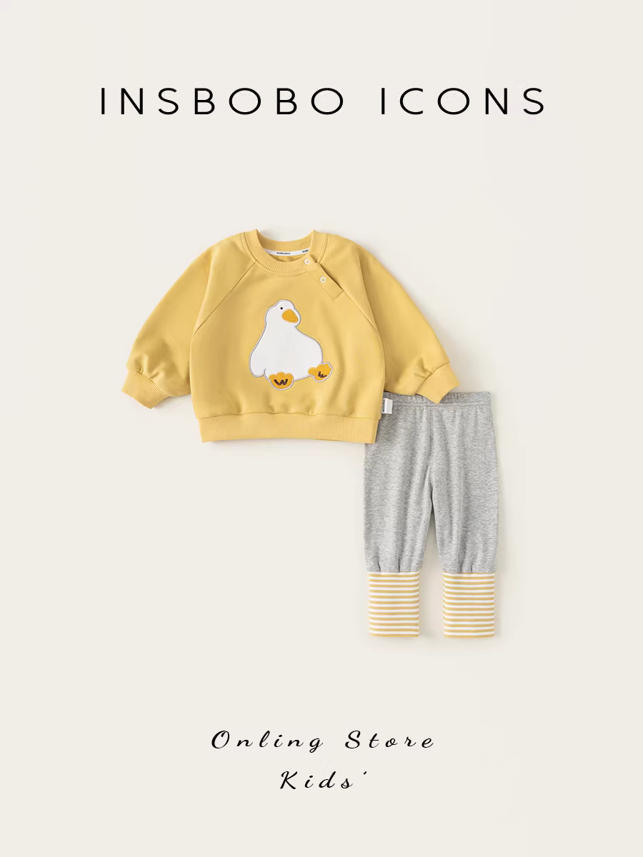 Bộ đồ thu đông INSbobo cho bé sơ sinh, quần áo trẻ sơ sinh 2025, trang phục mùa thu sớm, bộ hai mảnh thời trang cho trẻ sơ sinh và trẻ mới biết đi, quần áo trẻ em hợp xu hướng