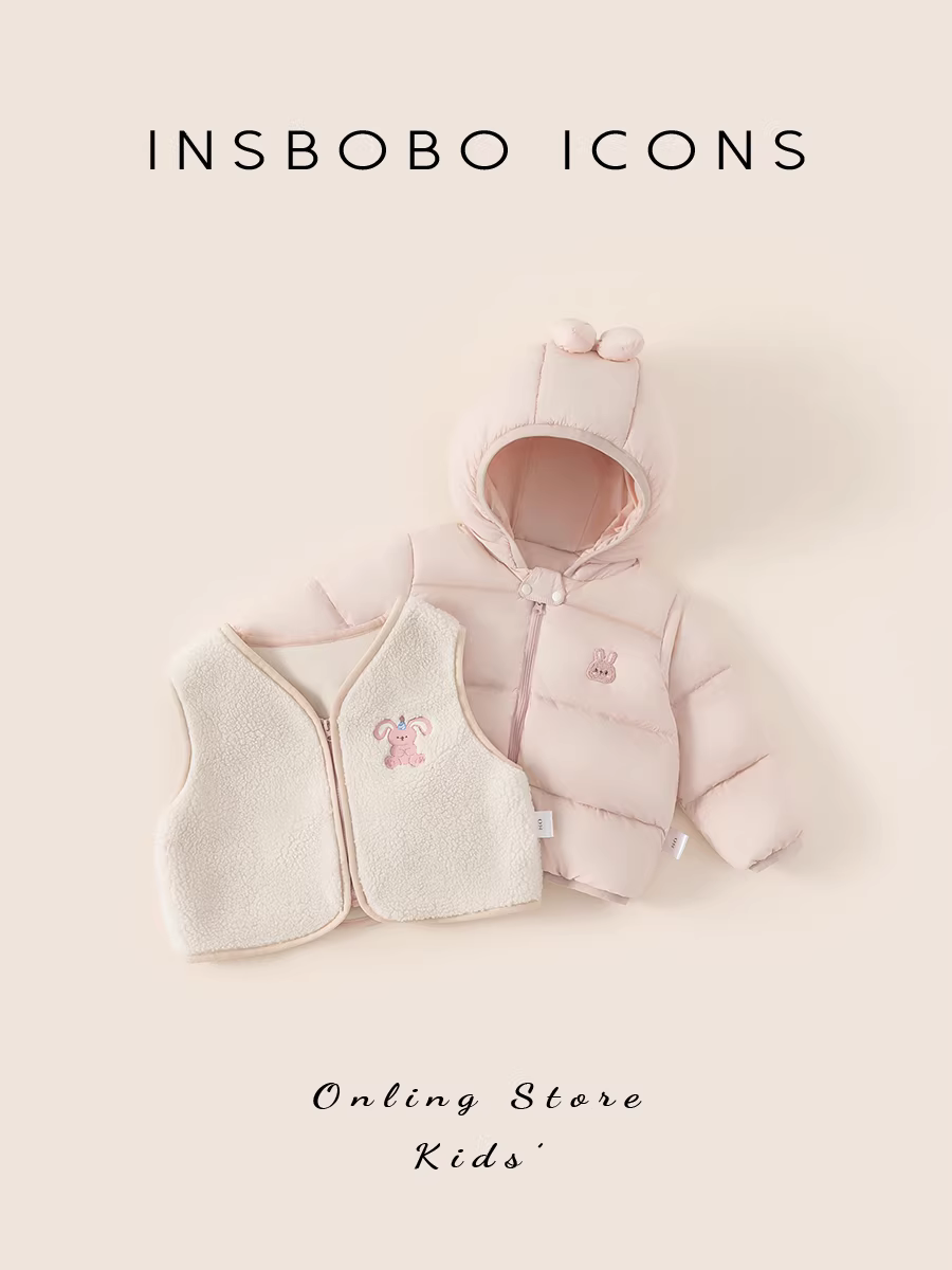 Áo khoác phao bé INSbobo mùa đông 2025 kiểu mới, quần áo giữ ấm mùa thu đông cho bé, bộ hai mảnh thời trang cho bé gái, kiểu dáng hợp xu hướng