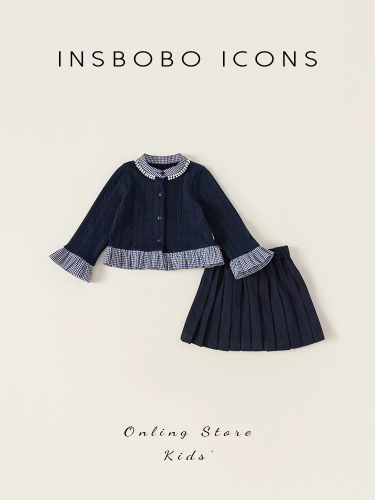 Quần áo thu đông bé gái 2025, bộ đồ bé gái phong cách preppy thời trang, quần áo trẻ em, trang phục thu đông cho bé gái