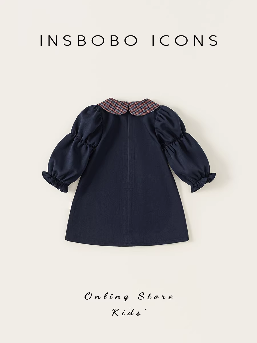 Váy bé gái INSbobo thu đông 2025, váy búp bê bé gái mới, váy trẻ em xuân thu, quần áo trẻ em